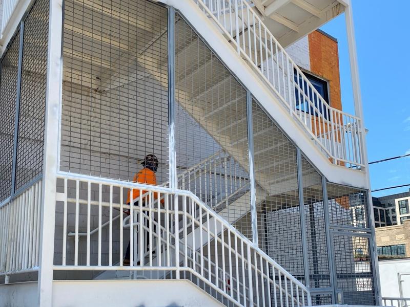 Exterior steel stair tower at Union Market