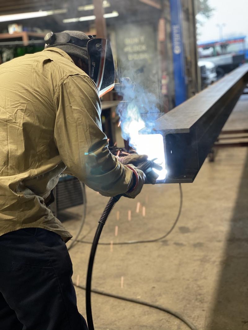 GWC welder welding a steel member